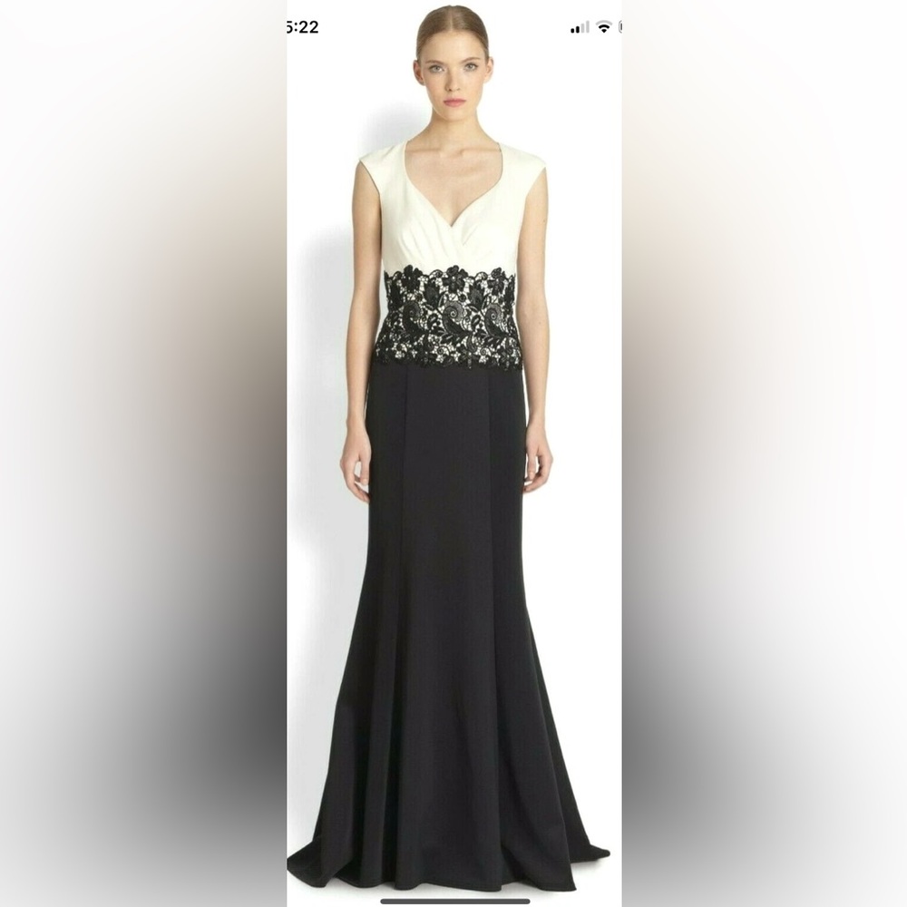 VINTAGE BRAND NEW WITH TAGS Womens Tadashi Shoji Satin Lace Waist Collar Gown